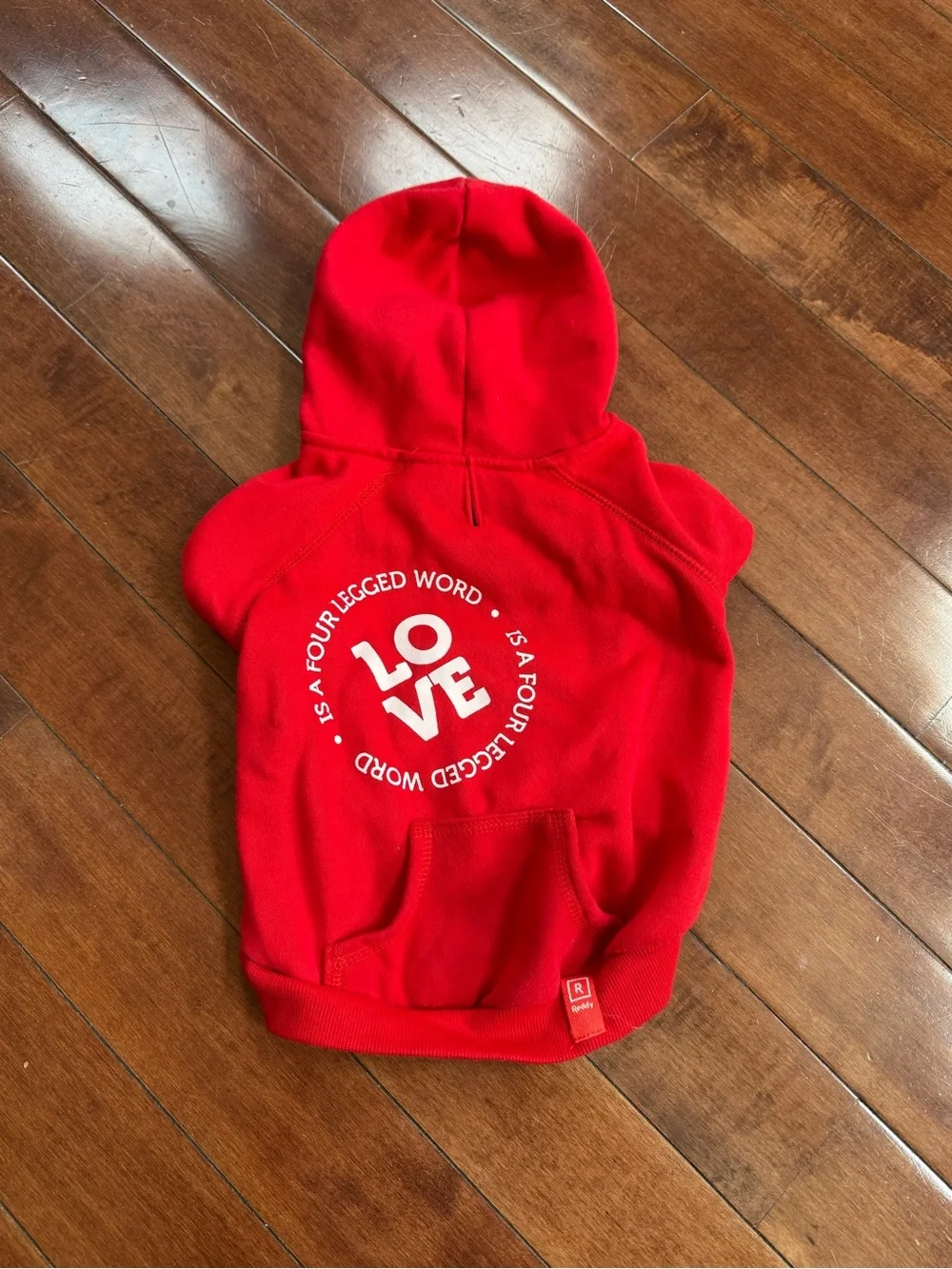 Reddy Red “LOVE” Dog Hoodie Sweatshirt, size Medium